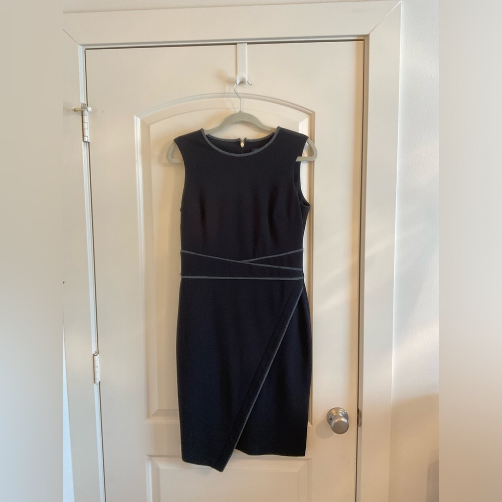 Tommy Hilfiger Asymmetrical Black and Gray Work Dress